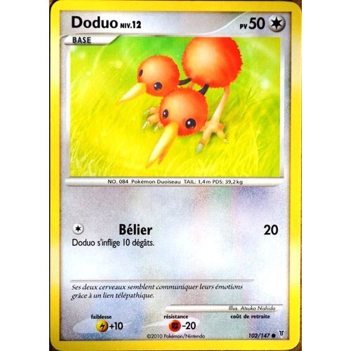Carte Pokémon 102/147 Doduo Lv.12 50 Pv Platine Vs Neuf Fr