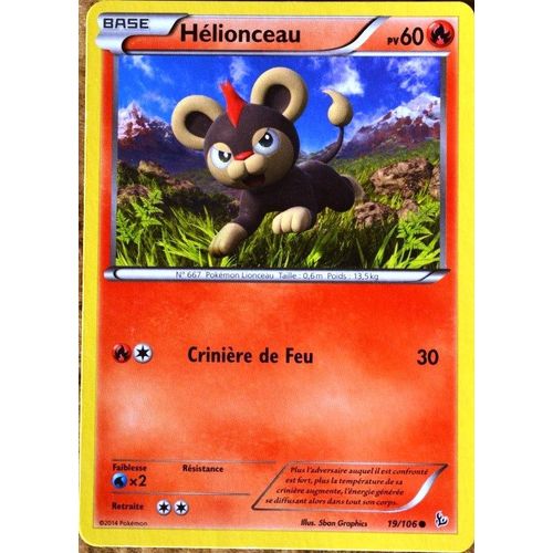 Carte Pokémon 19/106 Hélionceau 60 Pv Xy Étincelles Neuf Fr