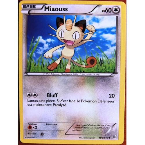 Carte Pokémon 106/149 Miaouss 60 Pv Frontières Franchies Neuf Fr