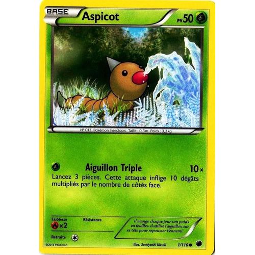 Carte Pokémon Aspicot 50 Pv 1/116 Glaciation Plasma Neuf Fr
