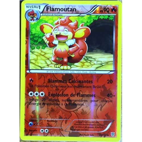 Carte Pokémon 20/135 Flamoutan 90 Pv Reverse Série Tempête Plasma Neuf Fr