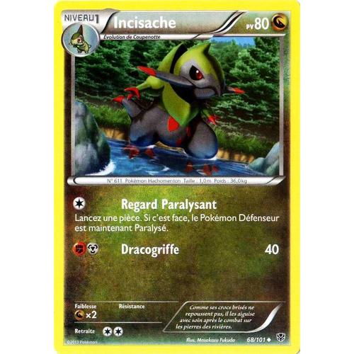 Carte Pokémon 068/101 Incisache 80 Pv Série Bw Explosion Plasma Neuf