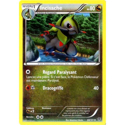 Carte Pokémon 068/101 Incisache 80 Pv Série Bw Explosion Plasma Neuf