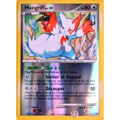 Carte Pokémon 66/127 Mangriff 80 Pv - Reverse Série Platine  Neuf Fr