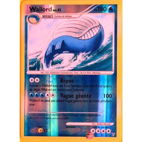 Carte Pokémon 47/147 Wailord - Reverse 180 Pv Série Platine Vs Neuf Fr