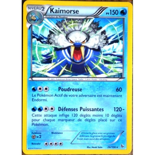 Carte Pokémon 26/106 Kaimorse 150 Pv - Rare Xy Étincelles Neuf Fr