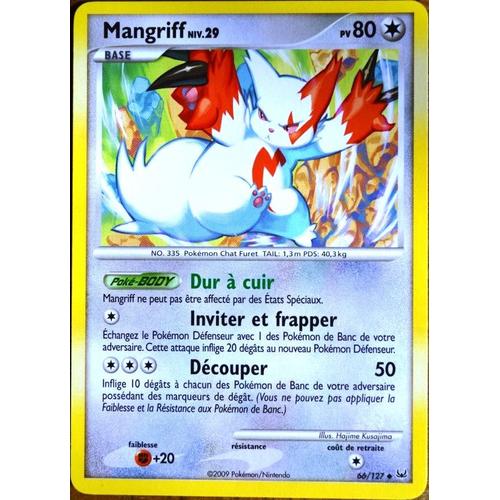 Carte Pokémon 66/127 Mangriff Lv.29 80 Pv Platine Neuf Fr