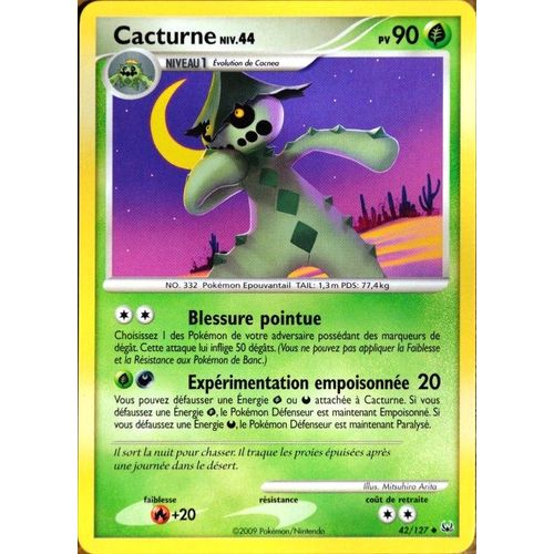 Carte Pokémon 42/127 Cacturne Lv.44 90 Pv Platine Neuf Fr