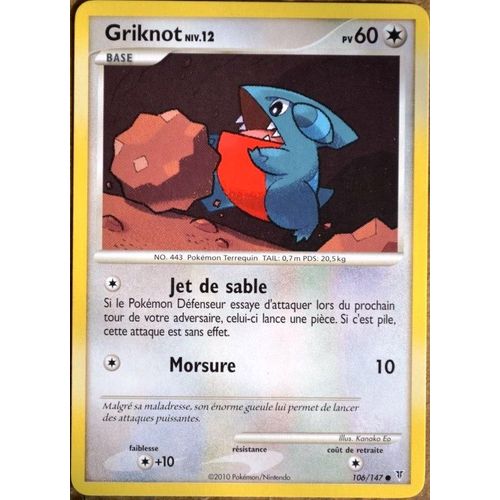 Carte Pokémon 106/147 Griknot Lv.12 60 Pv Platine Vs Neuf Fr