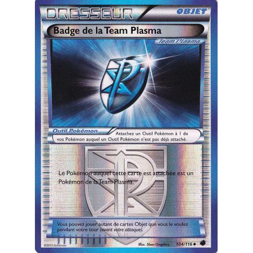 Carte Pokémon Badge De La Team Plasma Reverse 104/116 Glaciation Plasma Neuf Fr
