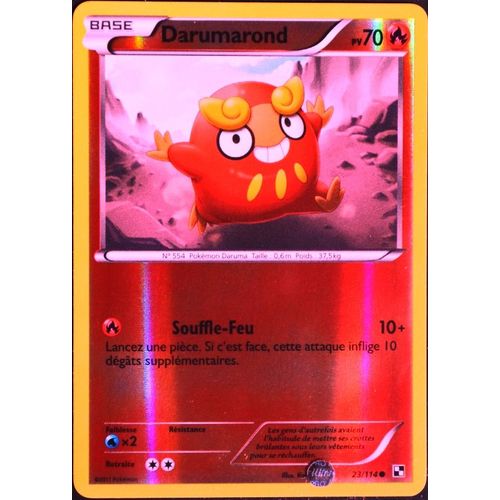Carte Pokémon 23/114 Darumarond 70 Pv - Reverse Noir & Blanc Neuf Fr