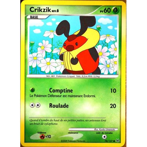 Carte Pokémon 78/127 Crikzik Lv.6 60 Pv Platine Neuf Fr