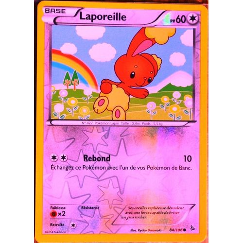 Carte Pokémon 84/106 Laporeille 60 Pv - Reverse Xy Étincelles Neuf Fr