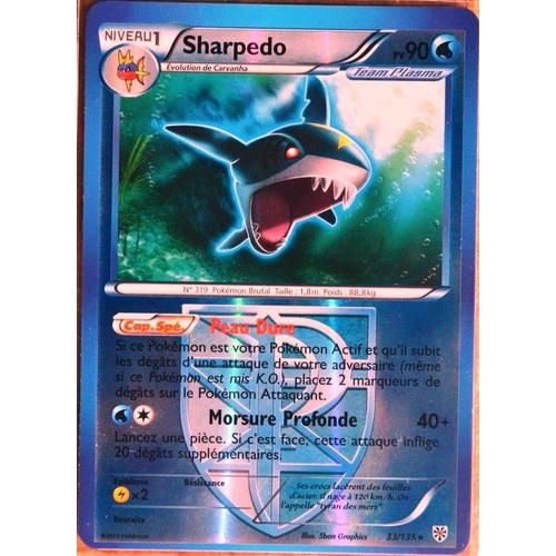Carte Pokémon 33/135 Sharpedo 90 Pv Reverse Rare Série Tempête Plasma Neuf Fr