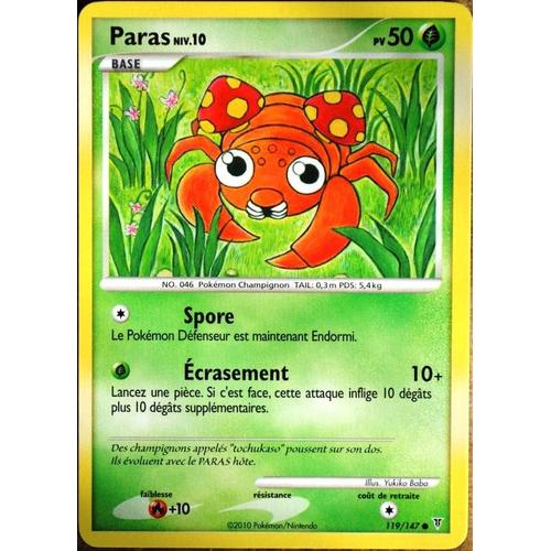 Carte Pokémon 119/147 Paras Lv.10 50 Pv Platine Vs Neuf Fr