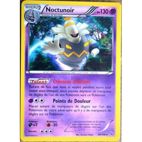 Carte Pokémon 40/106 Noctunoir 130 Pv - Holo Rare Xy Étincelles Neuf Fr