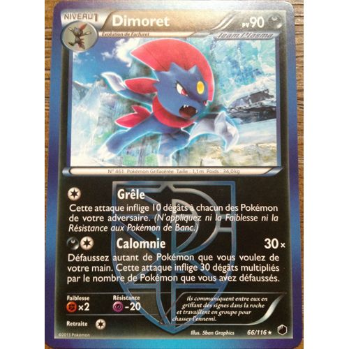 Carte Pokémon Dimoret 90 Pv 66/116 Glaciation Plasma Neuf Fr