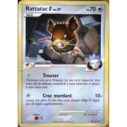 Carte Pokémon 78/147 Rattatac [G] Lv.57 70 Pv Platine Vs Neuf Fr