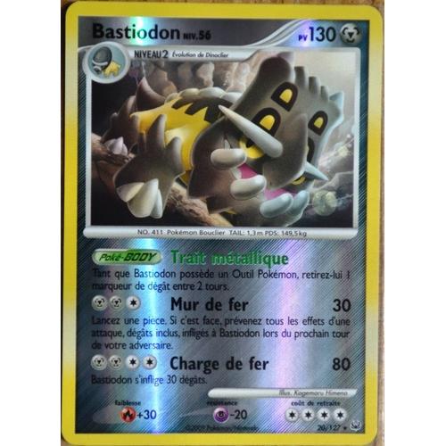 Carte Pokémon 20/127 Bastiodon 130 Pv - Reverse Série Platine  Neuf Fr
