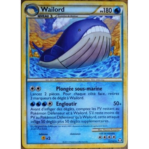Carte Pokémon 31/102 Wailord 180 Pv Hs Triomphe Neuf Fr
