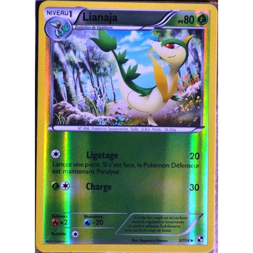 Carte Pokémon 3/114 Lianaja 80 Pv - Reverse Noir & Blanc Neuf Fr