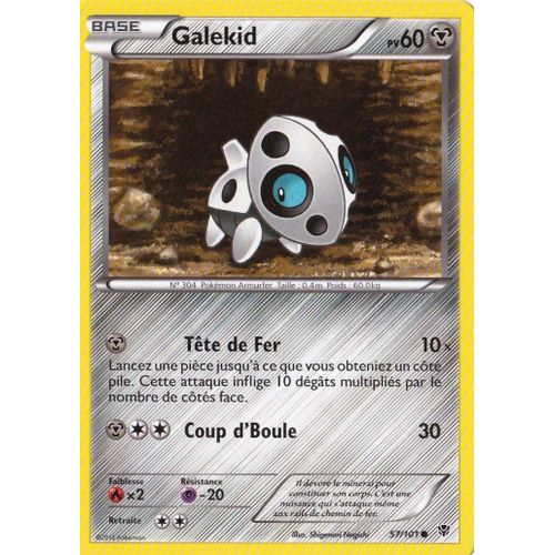 Carte Pokémon 057/101 Galekid 60 Pv Série Bw Explosion Plasma Neuf