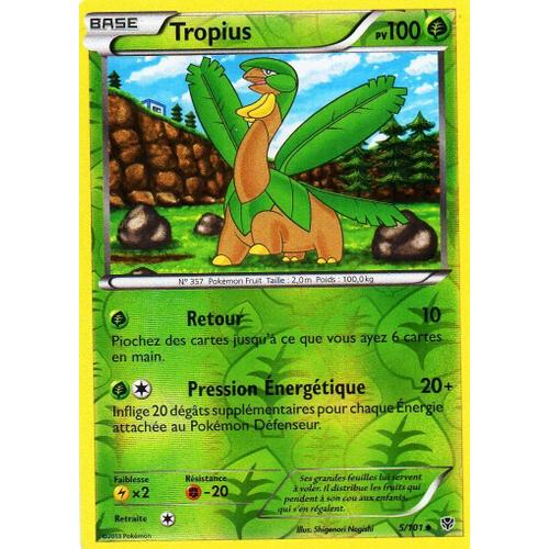 Carte Pokémon 005/101 Tropius - Reverse 100 Pv Série Bw Explosion Plasma Neuf Fr