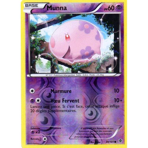 Carte Pokémon 039/101 Munna - Reverse 60 Pv Série Bw Explosion Plasma Neuf Fr