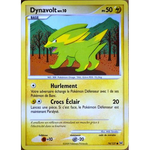 Carte Pokémon 74/127 Dynavolt 50 Pv Série Platine Neuf Fr