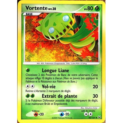 Carte Pokémon 43/127 Vortente Lv.38 80 Pv Platine Neuf Fr