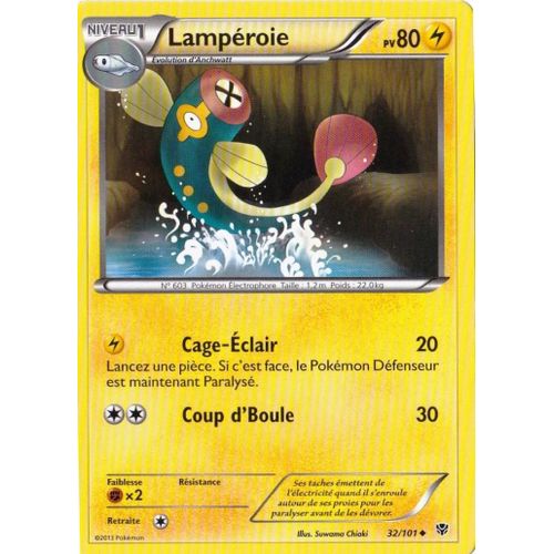 Carte Pokémon 32/101 Lampéroie 80 Pv Série Bw Explosion Plasma Neuf Fr