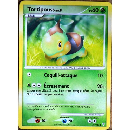 Carte Pokémon 131/147 Tortipouss 60 Pv Série Platine Vs Neuf Fr