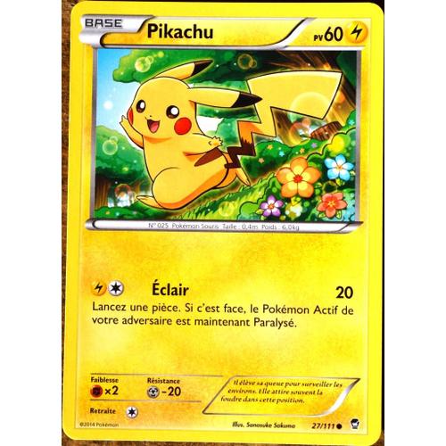 Carte Pokémon 27/111 Pikachu 60 Pv Xy03 Xy Poings Furieux Neuf Fr