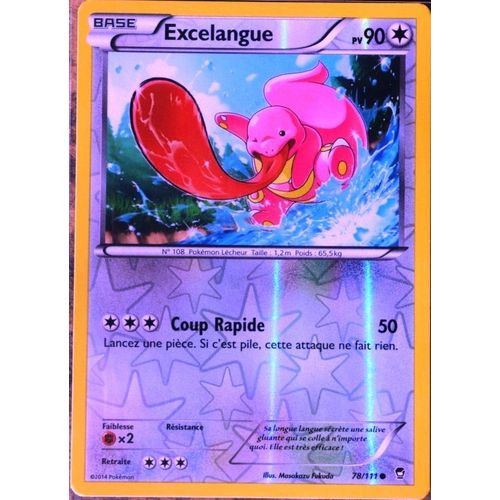 Carte Pokémon 78/111 Excelangue 90 Pv - Reverse Xy03 Poings Furieux Neuf Fr