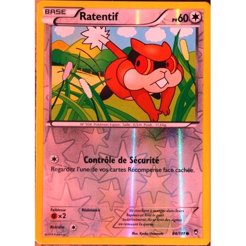 Carte Pokémon 84/111 Ratentif 60 Pv - Reverse Xy03 Poings Furieux Neuf Fr