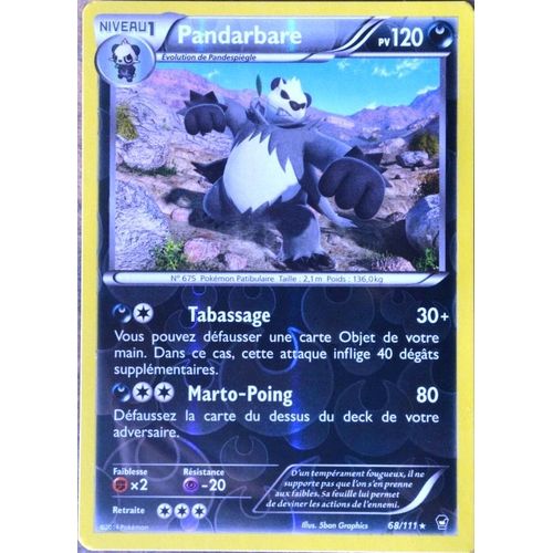 Carte Pokémon 68/111 Pandarbare 120 Pv Rare Reverse Xy03 Poings Furieux Neuf Fr