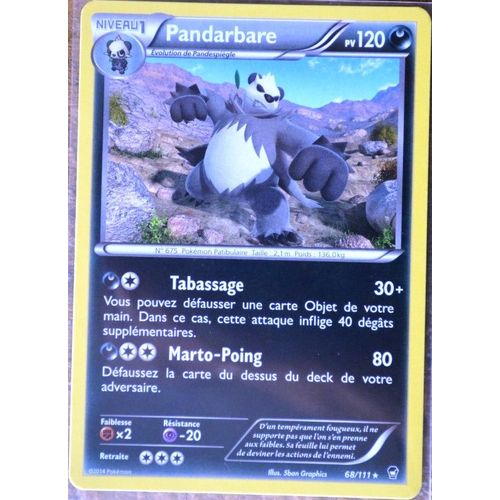 Carte Pokémon 68/111 Pandarbare 120 Pv Rare Xy03 Poings Furieux Neuf Fr