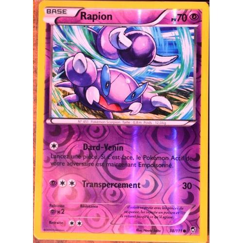 Carte Pokémon 38/111 Rapion 70 Pv - Reverse Xy03 Poings Furieux Neuf Fr