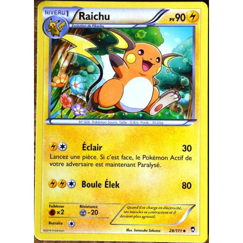 Carte Pokémon 28/111 Raichu 90 Pv Xy03 Xy Poings Furieux Neuf Fr
