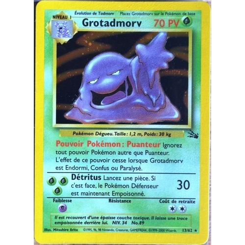 Carte Pokémon 13/62 Grotadmorv 70 Pv Holo Série Fossile Neuf Fr