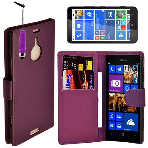 Nokia Lumia 1320: Etui Portefeuille Livre Housse Coque Pochette Cuir Pu+ Stylet- Violet