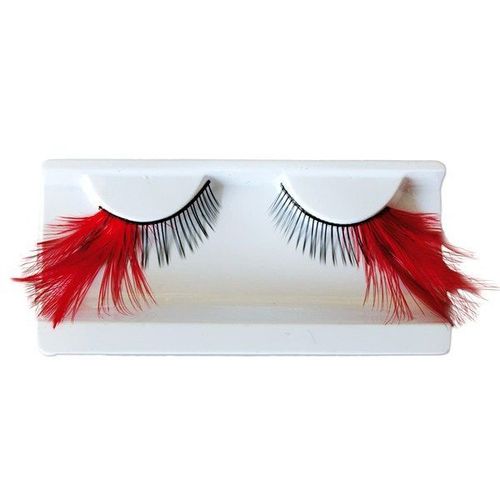 Faux Cils Plumes Rouges