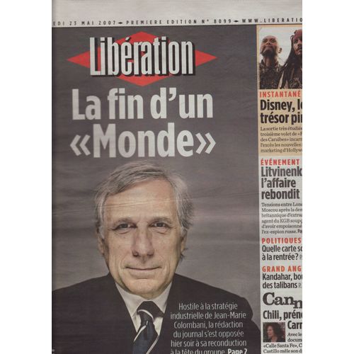 Libération (Quotidien) / 23-05-2007 N°8099 : Johnny Depp (2p) - Abel Ferrara (1/2p)
