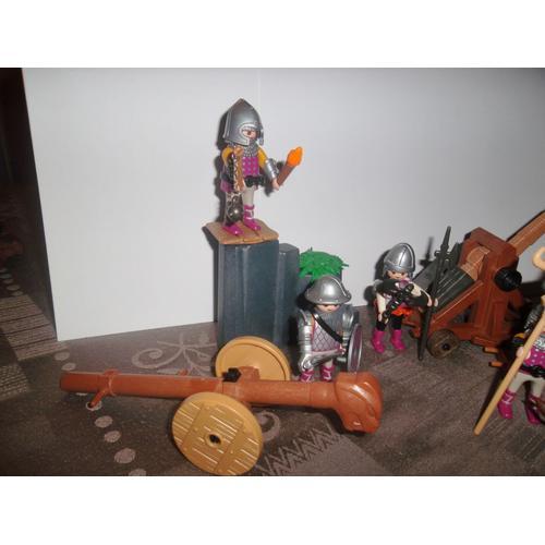 Playmobil Lot De Chevaliers Du Taureau + Catapulque Et Belier En Armes 1