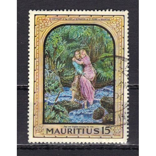 Maurice 1968 : Bicentenaire De La Visite De Bernardin De Saint-Pierre : Virginie Traversant La Rivière - Timbre 15 C. Oblitéré