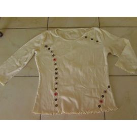 T-Shirt Armand Thiery Écru Fleurs Boutons