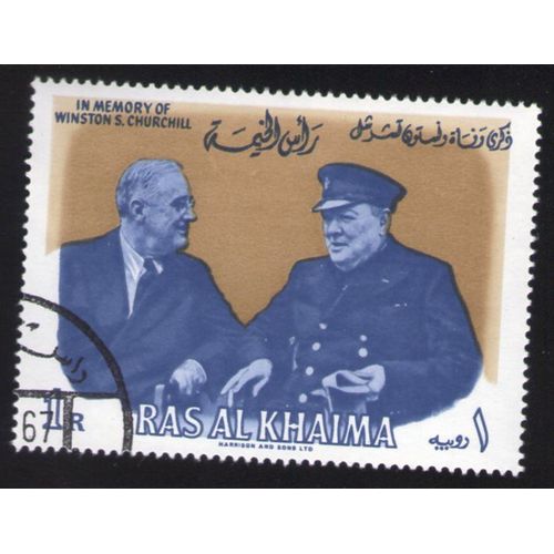 Ras Al Khaima Oblitéré Rond Used Stamp En Mémoire De Winston Churchill