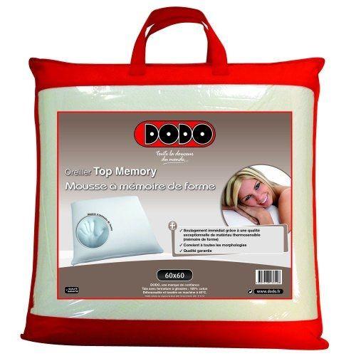 Dodo Topmemory Oreiller Uni Classique Blanc 60 X 60 Cm Synthétique Ergonomique