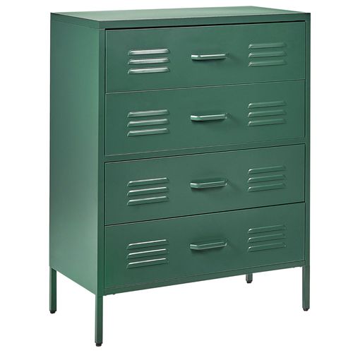Commode À 4 Tiroirs En Métal Vert Foncé Enago
