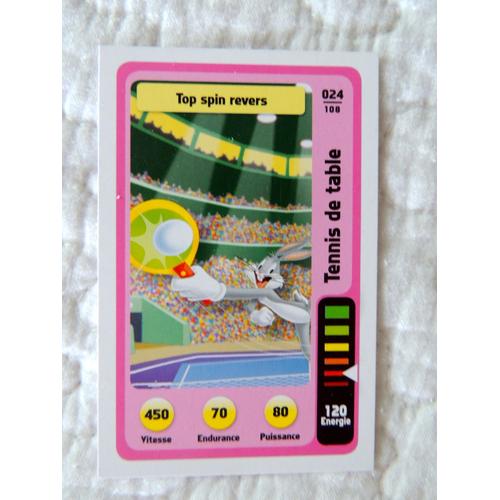 Carte De Jeu/Domino Looney Tunes La Fête Du Sport Auchan: Tennis De Table Top Spin Revers N°024/108